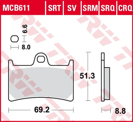 MT 10 SP (2018 - 2020) sukepinto metalo stabdžių trinkelės | TRW