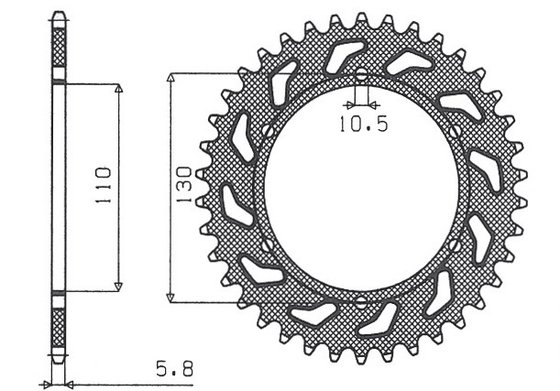 FZ1 S FAZER (2001 - 2013) galinė plieninė žvaigždutė - 42 dantys, 520 žingsnių | SUNSTAR SPROCKETS