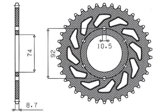 XJ 550 (1981 - 1985) rear steel sprocket - 45 teeth, 530 pitch | SUNSTAR SPROCKETS