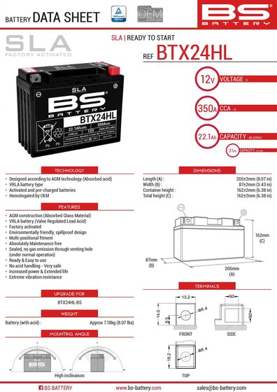 SX 700 (2000 - 2001) btx24hl battery | BS BATTERY